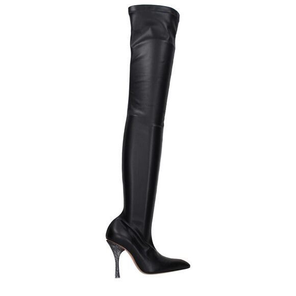 Off-White Black Leather Over The Women's Knee